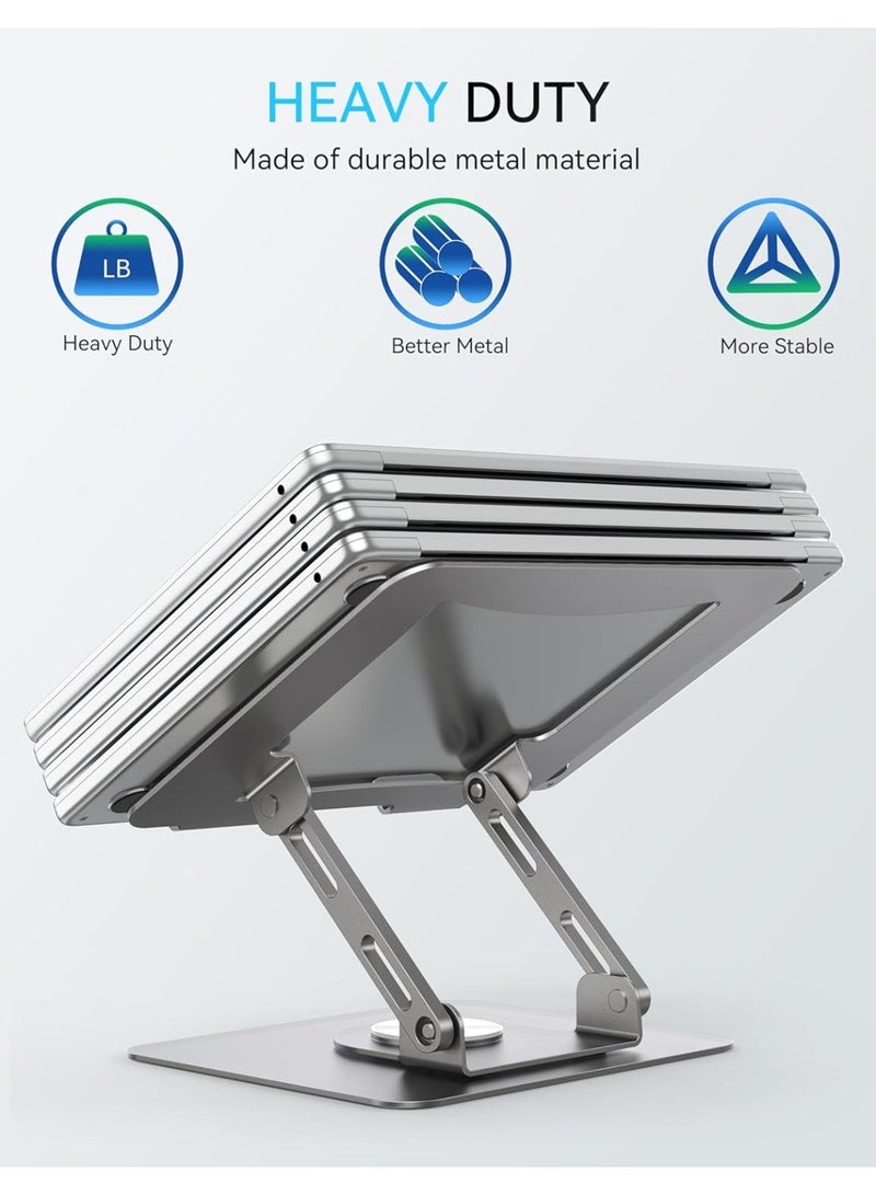 فورثكان حامل كمبيوتر محمول دوار للمكتب، حامل كمبيوتر/iPad قابل للتعديل للمكتب مع دوران 360 درجة، حامل كمبيوتر محمول محمول للمكتب المنزلي، إكسسوارات مريحة ومناسبة للعمل - Image 2